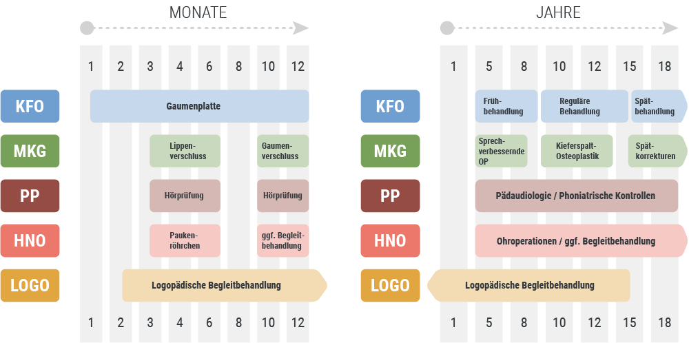Behandlungsschema bei Lippen-Kiefer-Gaumen-Spalten